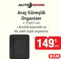 AUTOWARE ARAÇ İÇİ GÜNEŞLİK ORGANİZER 15X13 CM AUTOWARE ARAÇ İÇİ GÜNEŞLİK ORGANİZER 15X13 CM